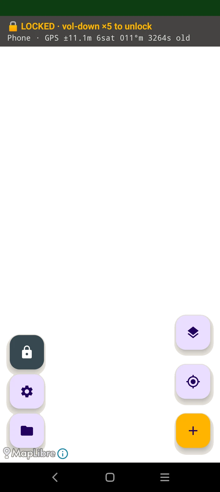 Blockline Maps on an Android phone, screen locked against rain